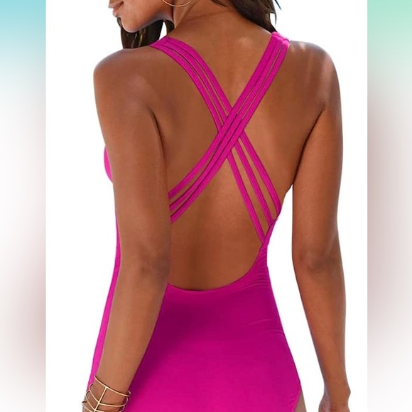 NWT Bright Rose Pink Swimsuit - Sexy, Slimming One-Piece - Picture 3 of 6